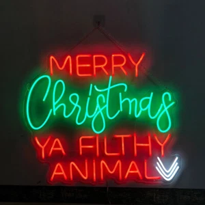 Merry Christmas Ya Filthy Animal LED Neon Sign for Home Party Art Decor Dimmable - Picture 1 of 6
