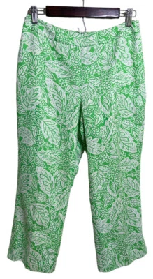Pendleton Pantalones Forrados Recortados al Tobillo Seda Algodón Floral Verde 6P Foto 1 de 4