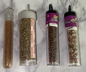 Lote de 4 tubos de cuentas de semillas sueltas para hacer joyas artesanales CRF3-6 - Imagen 1 de 4