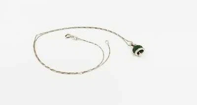 COLLANA CAMPANELLA FULL ZIRCONATA VERDE IN ARGENTO 925 RODIATO IN ORO 18KT - Immagine 1 di 3