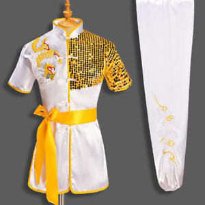 Silk Kung Fu Tai Chi Uniform Martial Arts Suit Clothes Outfit Dragon Embroidery 