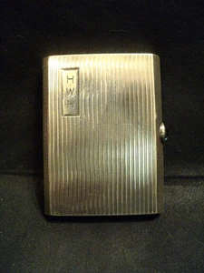 VINTAGE" ELGIN" AMERICAN STERLING ART DECO CIGARETTE CASE w/ SAPPHIRE CABOCHON - Picture 1 of 9