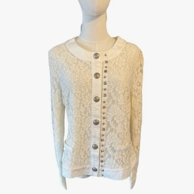 Cárdigan Mono Reno Elegante Crema Encaje Tejido con Botones Para Mujer Talla Grande Nuevo con Etiquetas Foto 1 de 4