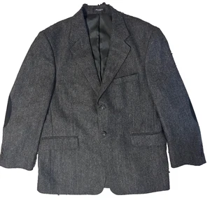 Stafford Sport Mantel Herren Gr. 42 S dunkelgrau Lammwolle Tweed Ellenbogen Patch Jacke - Bild 1 von 13