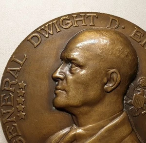 D DAY IKE rare BRONZE ART MEDAL EISENHOWER 5 stars US GENERAL WW2 ALLIED USA - Picture 1 of 3