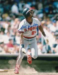 GARY PETTIS  CALIFORNIA ANGELS   ACTION SIGNED 8x10 - Picture 1 of 1