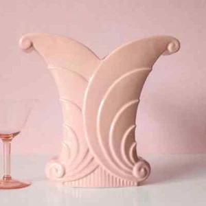 Vintage ABINGDON ART POTTERY Art Deco Flared Vase Pink/Rose ~ #513 ~ 9" - Picture 1 of 9
