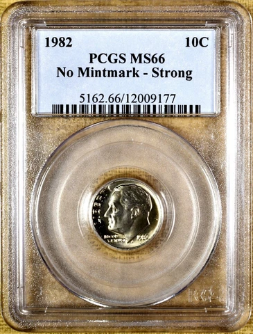 1982 No Mintmark Strong PCGS MS66 Roosevelt Dime - No P (9177) Cover