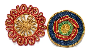 Vintage Raffia Straw Trivet Woven Hot Pads Set 2 - Picture 1 of 7