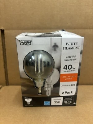 FEIT Electric 2-Pack White Filament 40w Replacement G16.5 Soft White E12 Bulbs - Image 1 of 4