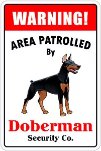 *Alluminio* Area di Avvertimento Pattugliata da Doberman 8"X12" Insegna Novità Metallo - Foto 1 di 2