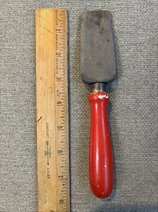 Vintage Hand Held Sharpening Stone w/Red Wooden Handle - 7.5” - Picture 1 of 8