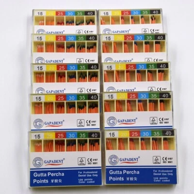牙科 Gutta Percha Points 颜色编码 #15-40 混合 Endo 根管 0.2 锥形 — 第 1/4 张图片
