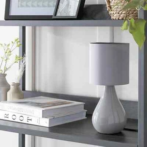 Argos Home Keramik Tischlampe grau in markanter Tropfenform Wohndeko Lampe - Bild 1 von 5