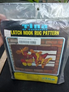 Vintage Tina Of California Latch Hook Rug Pattern Butterflies - Picture 1 of 4