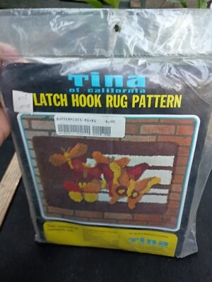Vintage Tina Of California Latch Hook Rug Pattern Butterflies - Image 1 of 4