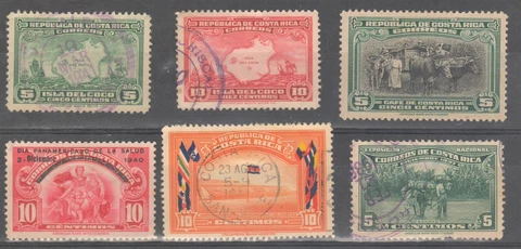 Costa Rica 1936-45 SC 177-178 Cocos Island & Ships of Columbus +187/192/203/243 Cover