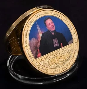 Elon Musk Gold Coin Trump X SpaceX Tesla Pay Pal DOGE Bit Cyber Currency USA Old - Picture 1 of 20