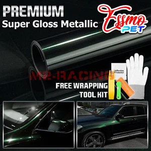 ESSMO PET Super Gloss Metallic Blackish Green Car Vinyl Wrap Decal Like Paint - Picture 1 of 12