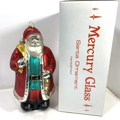 "Árbol de Navidad Jumbo de Papá Noel de 9"" de vidrio soplado de mercurio Dept 56 de colección" Foto 1 de 4