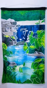 Waterfall Silk Tapestry Artist Amy Bridges Hand-painted Nature Floral Painting - Picture 1 of 2