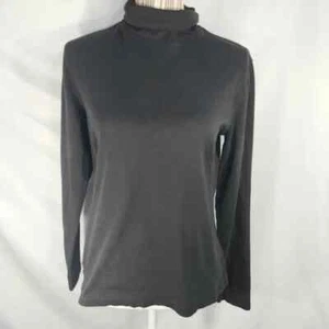 Eddie Bauer Black 100% Pima Cotton Long Sleeve Turtleneck Top Size Large - Picture 1 of 7