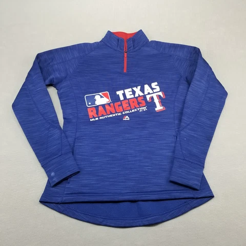 Texas Rangers 1/4 Zip Sweater Womens Small Blue Fleece Pullover MLB Baseball Cover