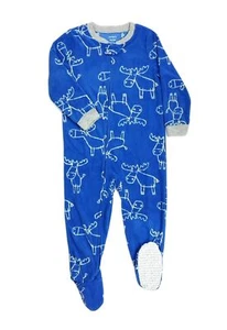 Carter's Toddler Boy's Blue Moose Themed Fleece Footed Pajama Sleeper - Picture 1 of 3