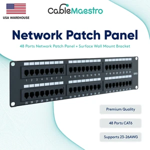 Panneau de brassage UTP 48 ports CAT6 RJ45 110 support mural surface réseau - Photo 1/6