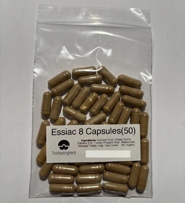 THE HEALING HERB Essiac - Organic 8 Herb Tea in 50 Vegetarian Capsules - from the UK - Free P&P