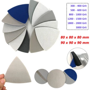 80/90 mm Triangular Sanding Disc Sponge Polishing Hook Loop Sandpaper 300#-3000# - Picture 1 of 11