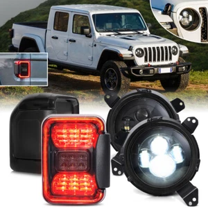 2X LED Tail Lights 2X LED Headlights W/ 9" Brackets For Jeep Gladiator JT 20~21 - Picture 1 of 12