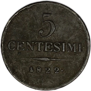 ITALIAN STATES (LOMBARDY-VENETIA) coin 5 Centesimi 1822 V Choice Fine - Picture 1 of 7