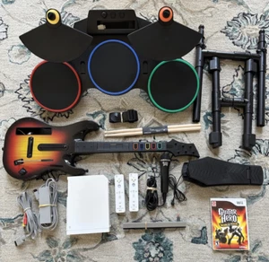 Nintendo Wii Guitar Hero World Tour Bundle Guitar Drums Game Console NEW WIRES - Picture 1 of 23