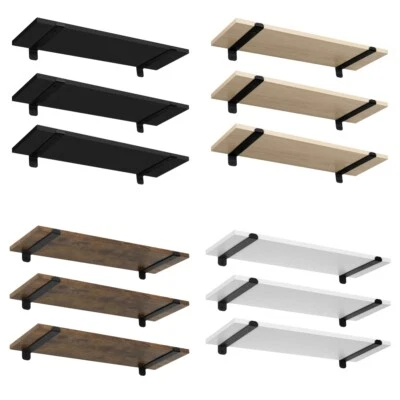 EUGAD Wandregal 3er-Set Hängeregal 60x7x20cm Schweberegal Wandboard Holzmaserung - Bild 1 von 4