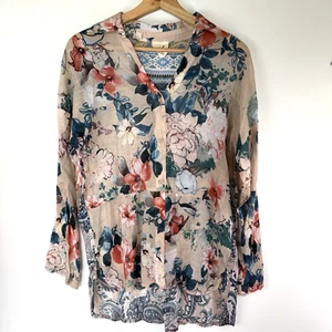 Paisley Sheer Floral Blouse  Boho Chic Cottagecore Oversized  Art To Wear Sz. M - Picture 1 of 16