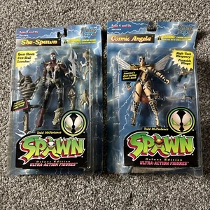 McFarlane Toys Lot Of 2 Spawn She-Spawn Action Figures Cosmic Angela 1996 Sealed - Picture 1 of 6