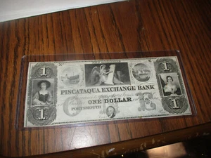 1860's $ 1 PISCATSQUA EXCHANGE BANK PORTSMOUTH ROCKINGHAM COUNTY NEW HAMPSHIRE - Foto 1 di 2