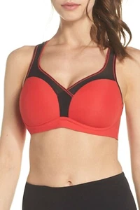 Le Mystere Size 32C Women's Bra Light Impact Sports Wire free US Black/Red New - Picture 1 of 9