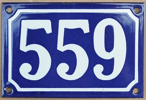 Blue French house number 559 door gate plate plaque enamel steel metal sign - Picture 1 of 1
