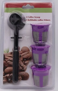 3 Pack Reusable K Cup Pod Filter & Coffee Scoop Compatible with Keurig 2.0 1.0  - Picture 1 of 8
