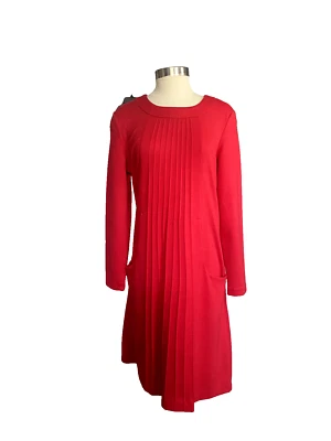 Vestido Chadwicks Mujer Grande Rojo Sunburst Manga Larga Vaina Bolsillos Oficina Foto 1 de 4
