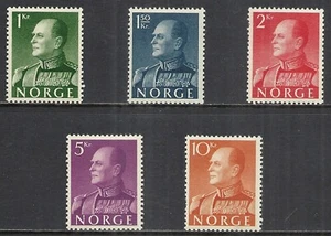 NORWAY SCOTT 370 -374 MNH SET - 1959 KING OLAV V ISSUE CAT $90.00 - Picture 1 of 2