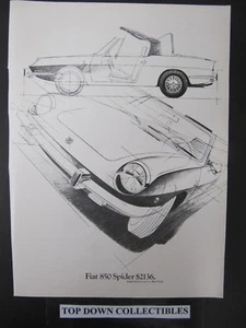Fiat 850 Spider Sketch Classic Automobile Full Advertising Page - Imagen 1 de 1