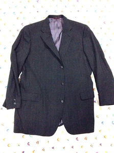 MEN'S SZ 48 XL SUIT JACKET COAT 100% WOOL JOS. A. BANKS BLACK PIN STRIPE GATSBY! - Picture 1 of 8