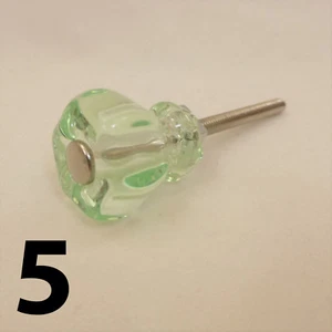 5 COKE BOTTLE GREEN Small Glass Knobs Kitchen Cabinet Door Drawer Pulls Vintage - Picture 1 of 11