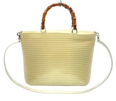 Auth GUCCI Bamboo White Canvas 000.1998.0540 2Way Handbag  NS100173 - Image 1 of 4
