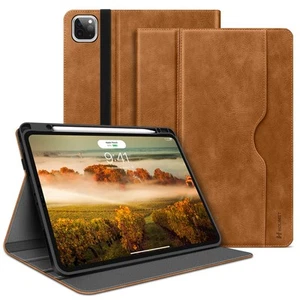 HOLIMET iPad Pro 12,9 Zoll Hülle (2022/2021/2020/2018) - Braune Kunstleder Tasch - Afbeelding 1 van 10