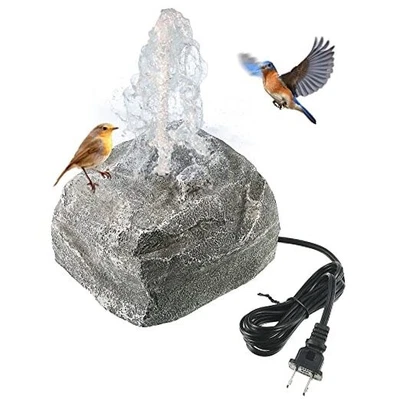  Fuente de agua para baño de pájaros, bomba de aire de granito roca con bomba para pájaro, roca  Foto 1 de 4