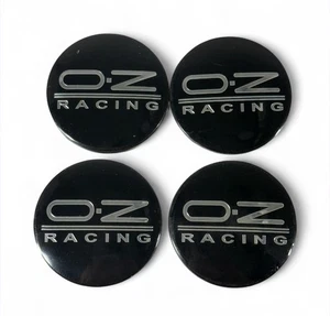 4pc Oz Racing Wheel 60mm Black/Silver Center Hub Caps Car Emblems Logo Badges - Picture 1 of 6